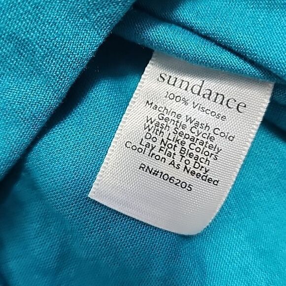 🔥Sundance Size S Braided Strap Smocked Waist Teal  Dress - Picture 4 of 12